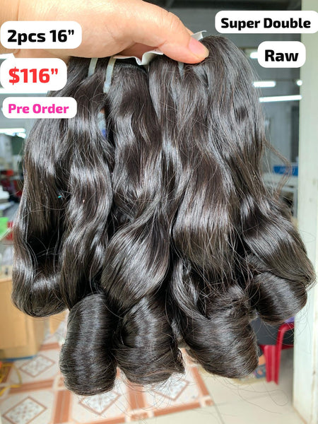 [PRE-ORDER] 2pcs 16" Bouncy funmi curly super double drawn raw hair