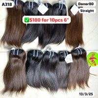 10pcs 6" Straight single donor hair (A318)