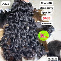 3pcs 26" Steam wavy single donor hair (A328)