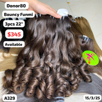3pcs 22" Bouncy funmi wavy single donor hair (A329)