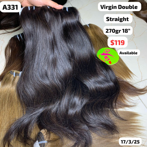 270g 18" Straight double drawn virgin hair (A331)