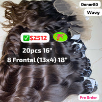 [PRE-ORDER] Deal 20pcs 16" and 8pcs 18" 13x4 frontal wavy single donor hair