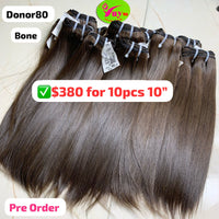 [PRE-ORDER] Deal 10pcs 10" Bone straight single donor hair