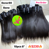 [PRE-ORDER] DEAL 10pcs 8" Bone straight single donor hair
