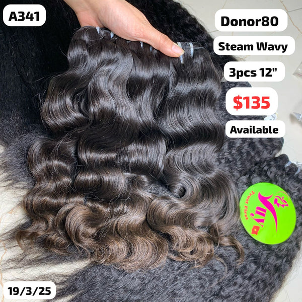 3pcs 12" Steam wave single donor hair (A341)