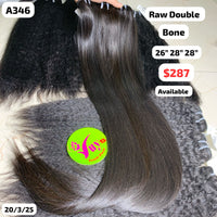 26"28"28" Bone straight double drawn raw hair (A346)