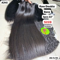 3pcs 22" Straight double drawn raw hair (A345)