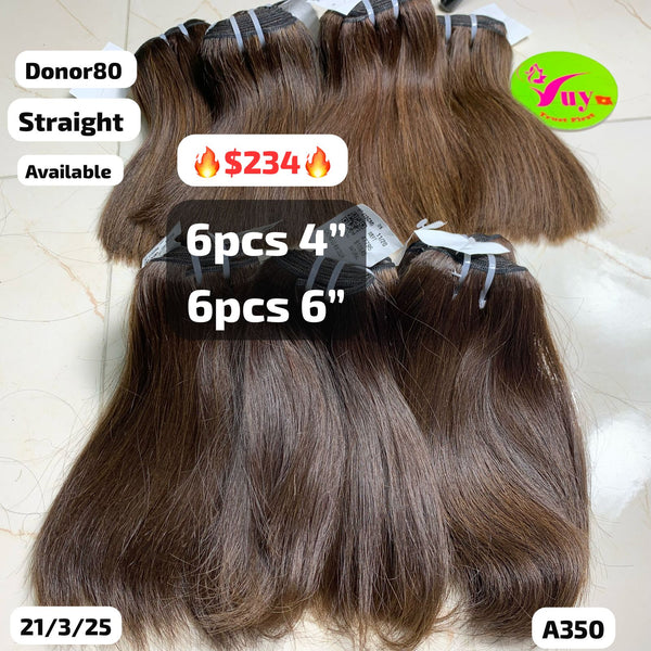 Deal 6pcs 4" and 6pcs 6" Straight single donor hair (A350)