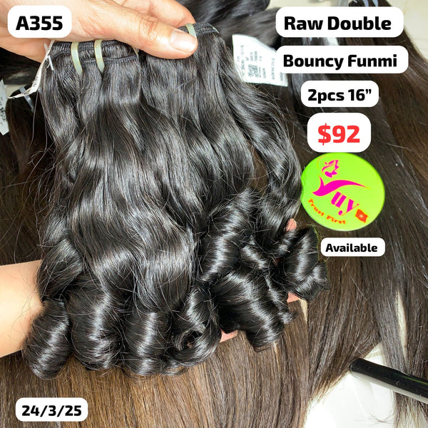 2pcs 16" Bouncy funmi double drawn raw hair (A355)