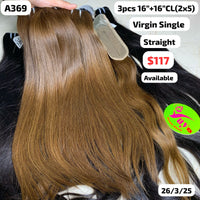 3pcs 16" and 16" 2x5 closure Straight single drawn brown color hair (A369)