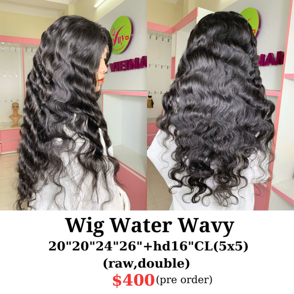 [PRE-ORDER] 26" 5x5 HD closure wig water wavy raw hair (made from 20"20"24"26" and 16" 5x5 HD lace closure)