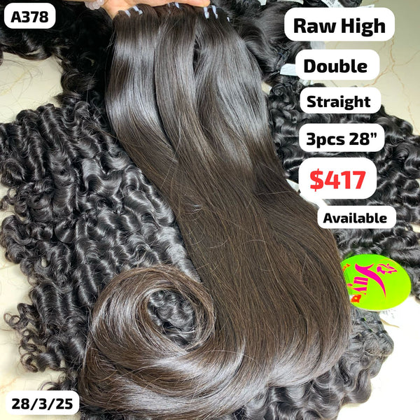 3pcs 28" Straight double drawn raw hair high quality (A378)