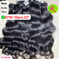 [PRE-ORDER] Deal 10pcs 22" Wavy double drawn raw hair