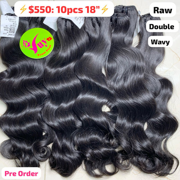 [PRE-ORDER] Deal 10pcs 18" Wavy double drawn raw hair
