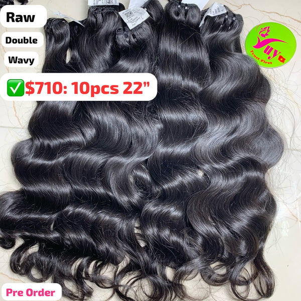[PRE-ORDER] Deal 10pcs 22" Wavy double drawn raw hair