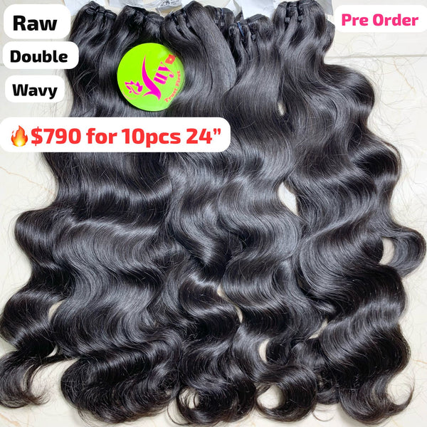 [PRE-ORDER] DEAL 10pcs 24" Wavy double drawn raw hair