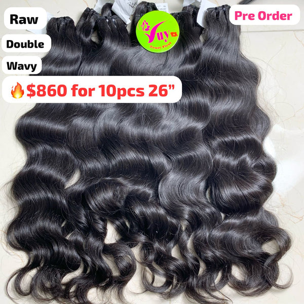 [PRE-ORDER] DEAL 10pcs 26" Wavy double drawn raw hair