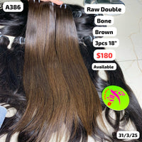 3pcs 18" Bone straight double drawn brown color hair (A386)