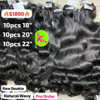 [PRE-ORDER] Deal 30pcs Natural wave double drawn raw hair: 10pcs 18" and 10pcs 20" and 10pcs 22"