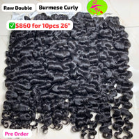 [PRE-ORDER] Deal 10pcs 26" Burmese curly double drawn raw hair