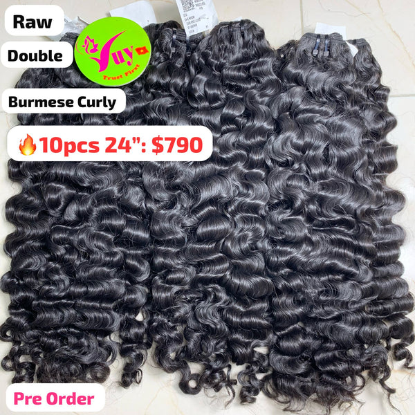 [PRE-ORDER] Deal 10pcs 24" Burmese curly double drawn raw hair