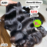 3pcs 18" Natural wave single donor hair (A391)