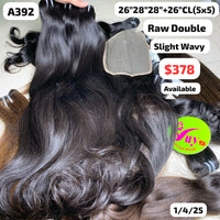 26"28"28" and 26" 5x5 closure Slight wavy double drawn raw hair (A392)