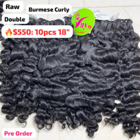 [PRE-ORDER] DEAL 10pcs 18" Burmese curly double drawn raw hair