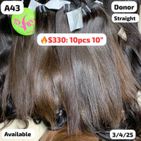 Deal 10pcs 10" Straight single donor hair (A43)