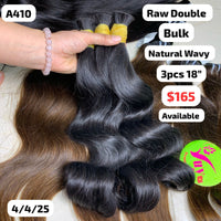 3pcs 18" Wavy Bulk double drawn raw hair (A410)