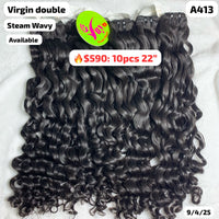 Deal 10pcs 22" Steam wavy double drawn virgin hair (A413)