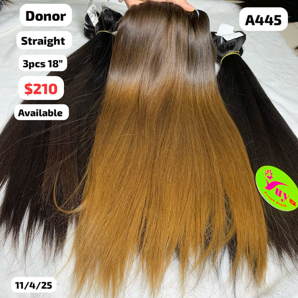 3pcs 18" Straight single donor hair (A445)