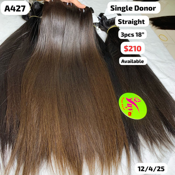3pcs 18" Straight single donor hair (A427)