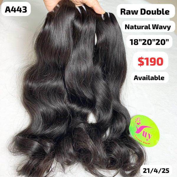 18"20"20" Natural wave double drawn raw hair (A443)