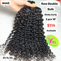 2pcs 18" Bulk kinky curly double drawn raw hair (A445)