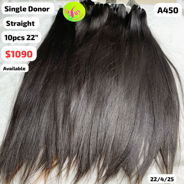 Deal 10pcs 22" Straight single donor hair (A450)