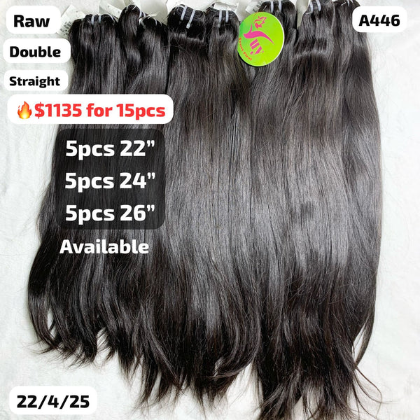 Deal 15pcs Straight double drawn raw hair: 5pcs 22" 5pcs 24" 5pcs 26" (A446)