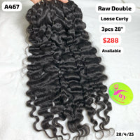 3pcs 28" Loose curly double drawn raw hair (A467)