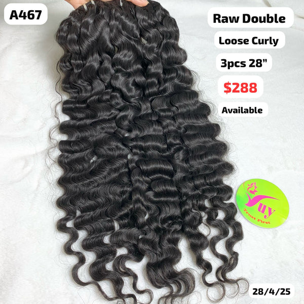 3pcs 28" Loose curly double drawn raw hair (A467)