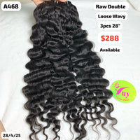 3pcs 28" Loose wavy double drawn raw hair (A468)