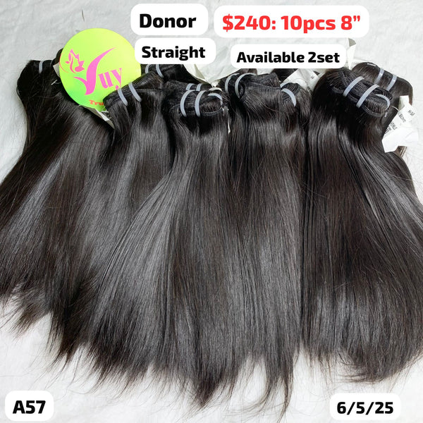 Deal 10pcs 8" Straight single donor hair (A57)