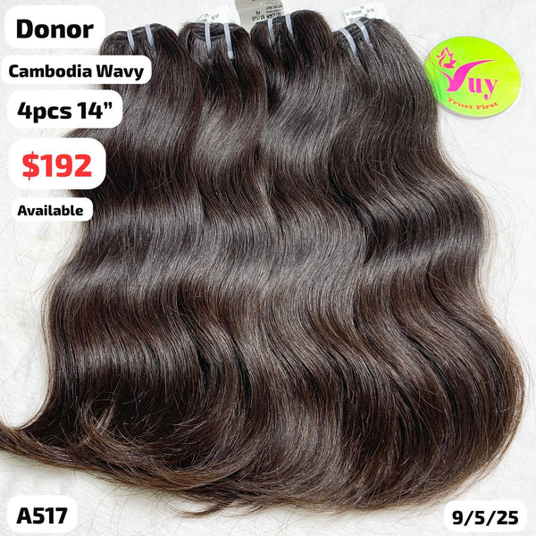 4pcs 14" Cambodian wavy single donor hair (A517)