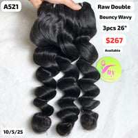 3pcs 26" Bouncy wave double drawn raw hair (A521)