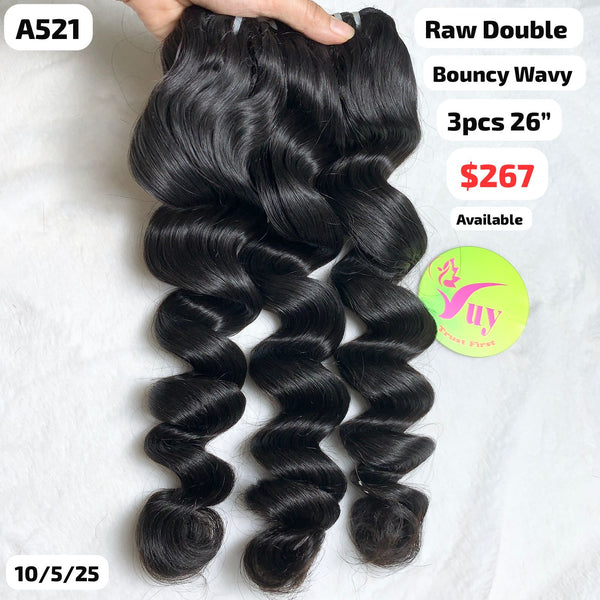 3pcs 26" Bouncy wave double drawn raw hair (A521)