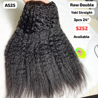 3pcs 24" Yaki straight double drawn raw hair (A525)