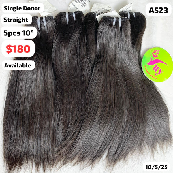 5pcs 10" Straight single donor hair (A523)
