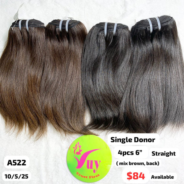 4pcs 6" straight single donor hair (A522)