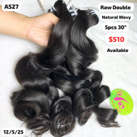 5pcs 30" Natural wave double drawn raw hair (A527)