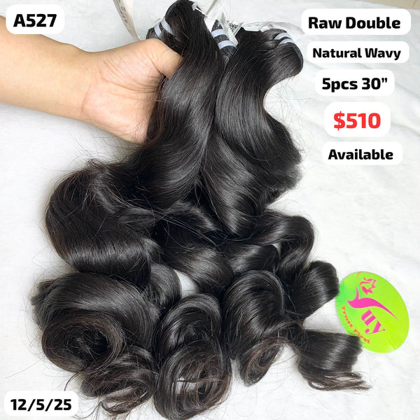 5pcs 30" Natural wave double drawn raw hair (A527)