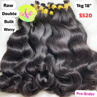 [PRE-ORDER] 1kg 18" Bulk Natural wavy double drawn raw hair